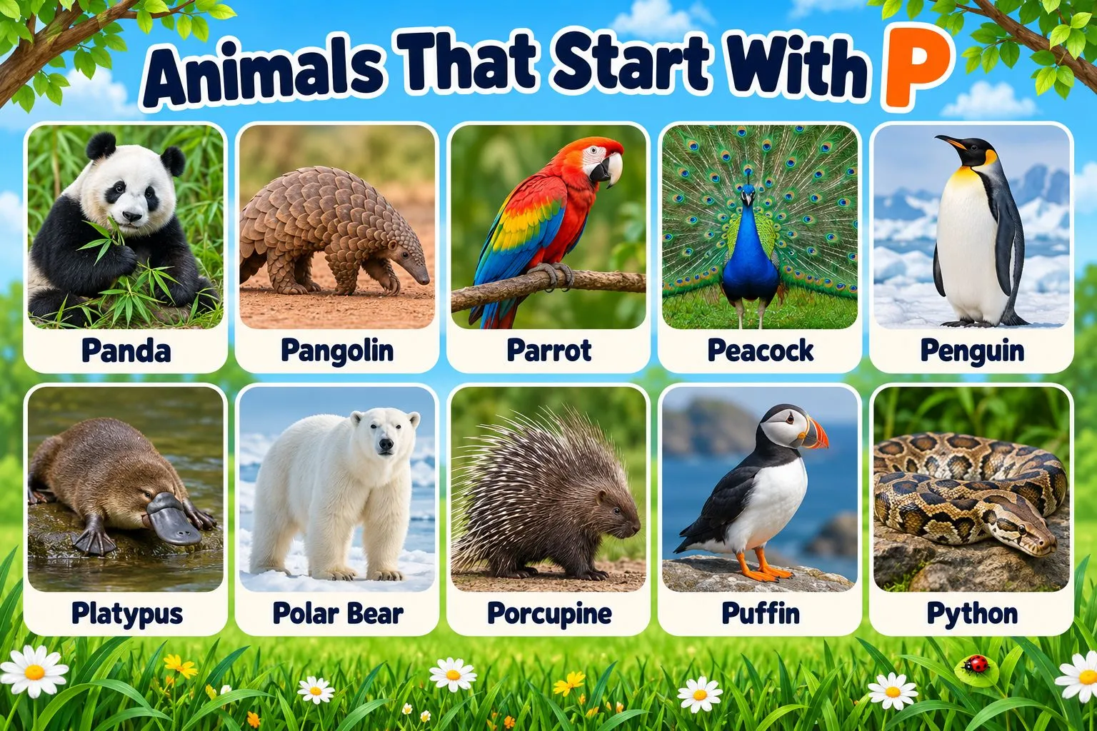 animals that begin with p