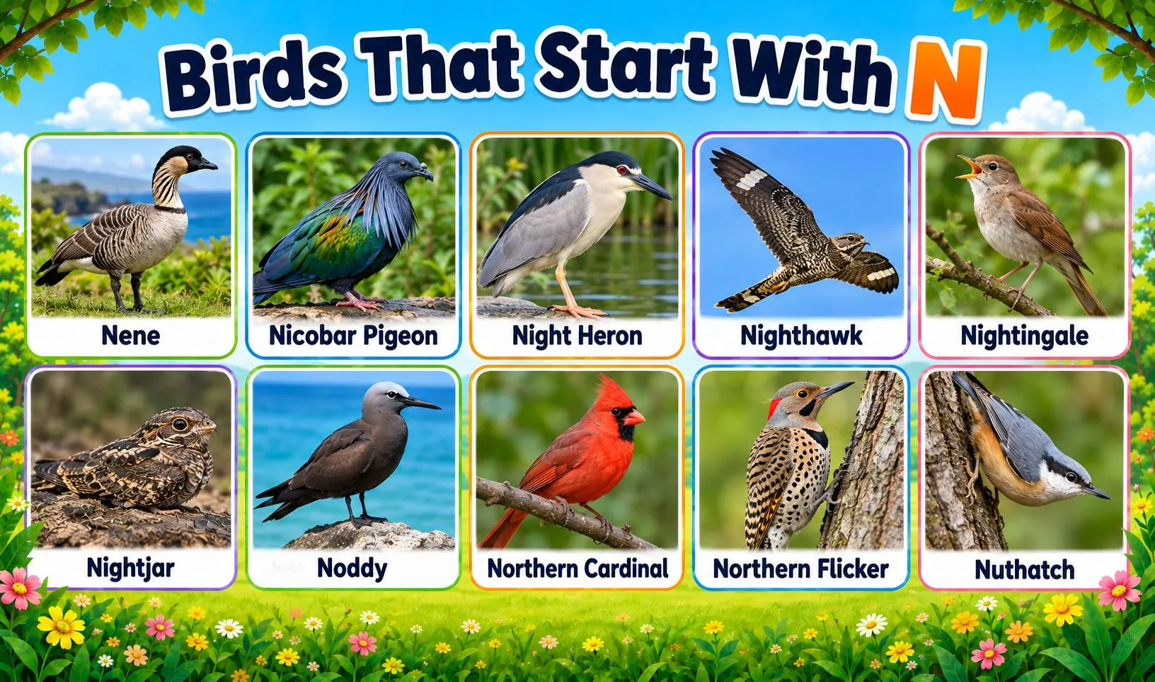 birds that begin with n