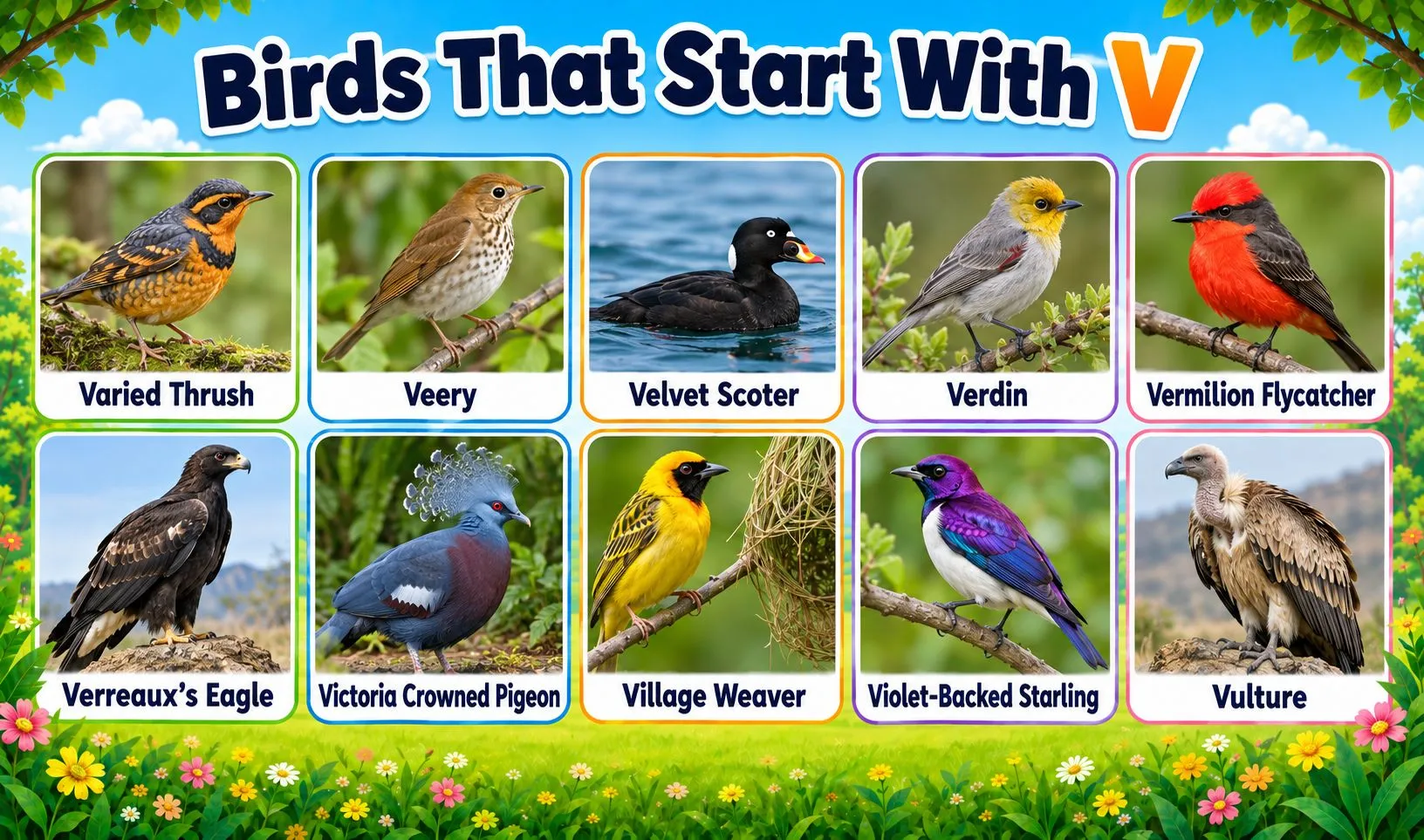birds that begin with v