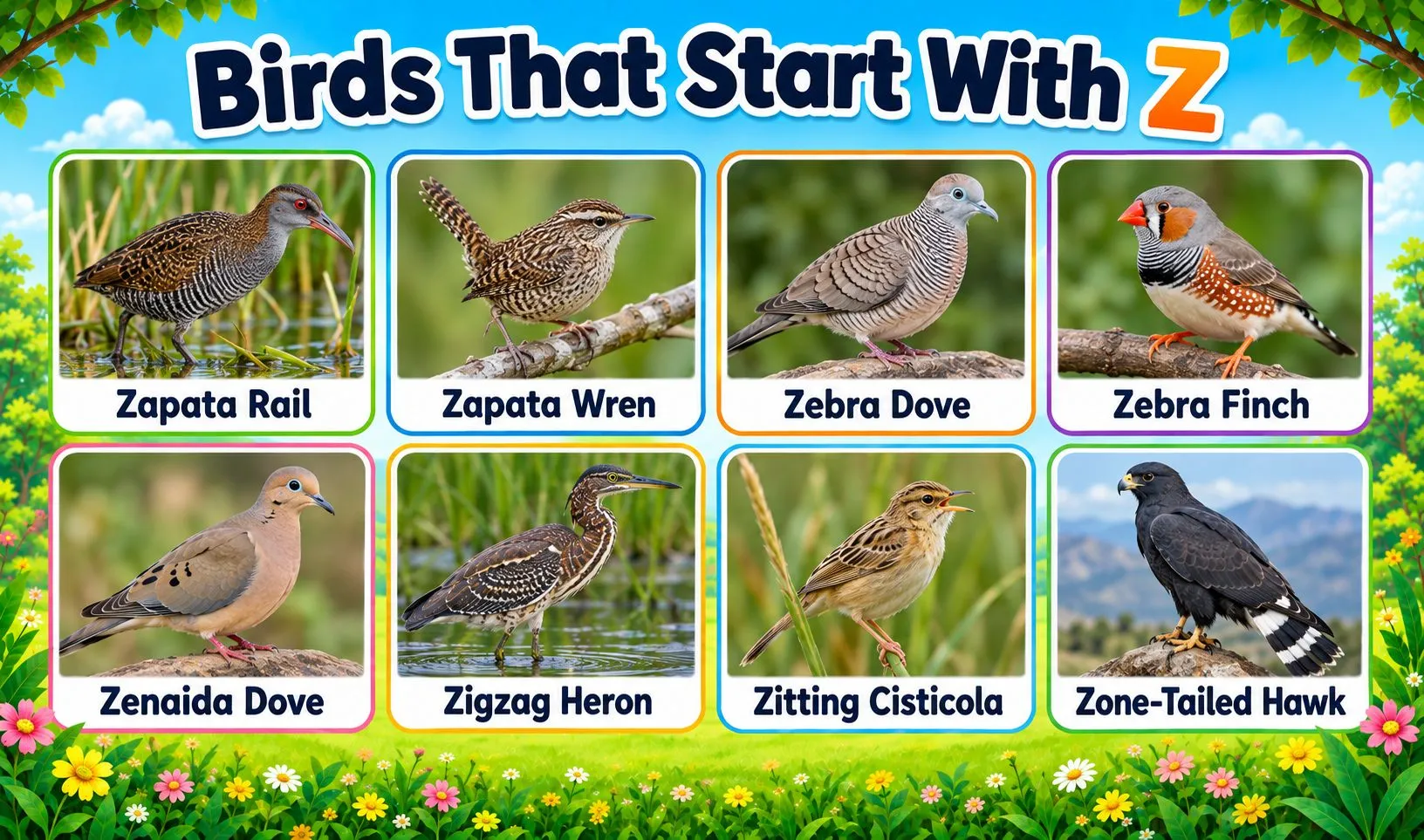 birds that begin with z