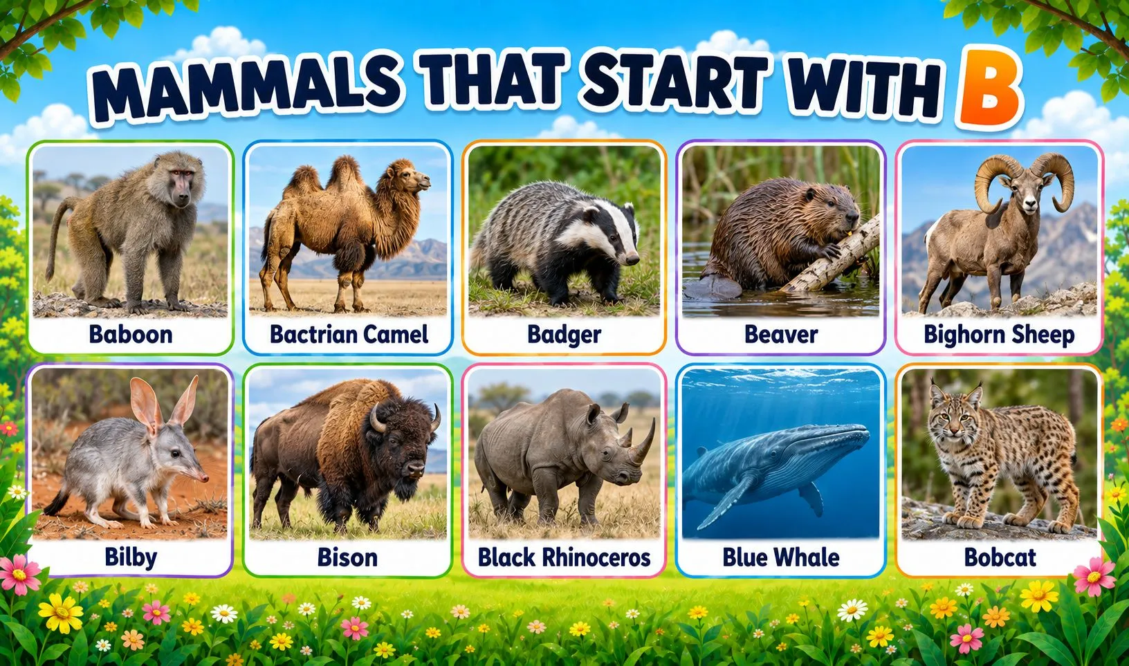 mammals that begin with b