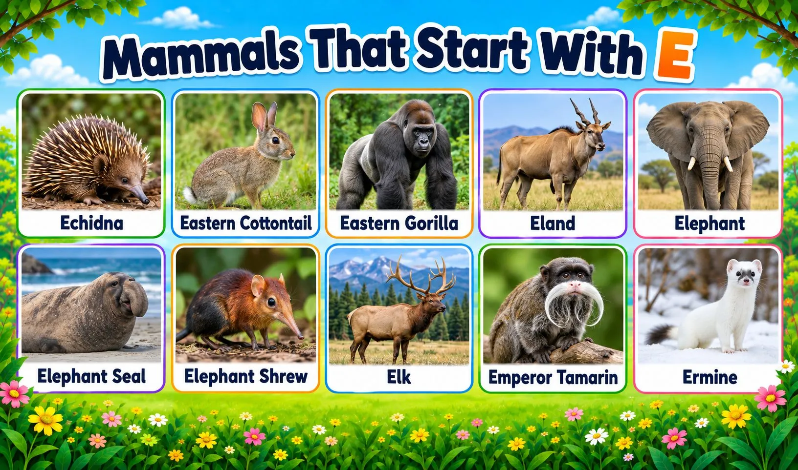 mammals that begin with e