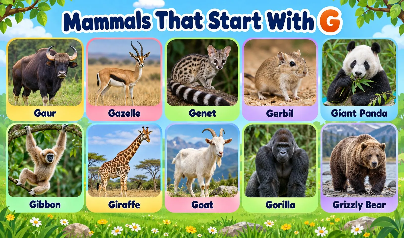 mammals that begin with g