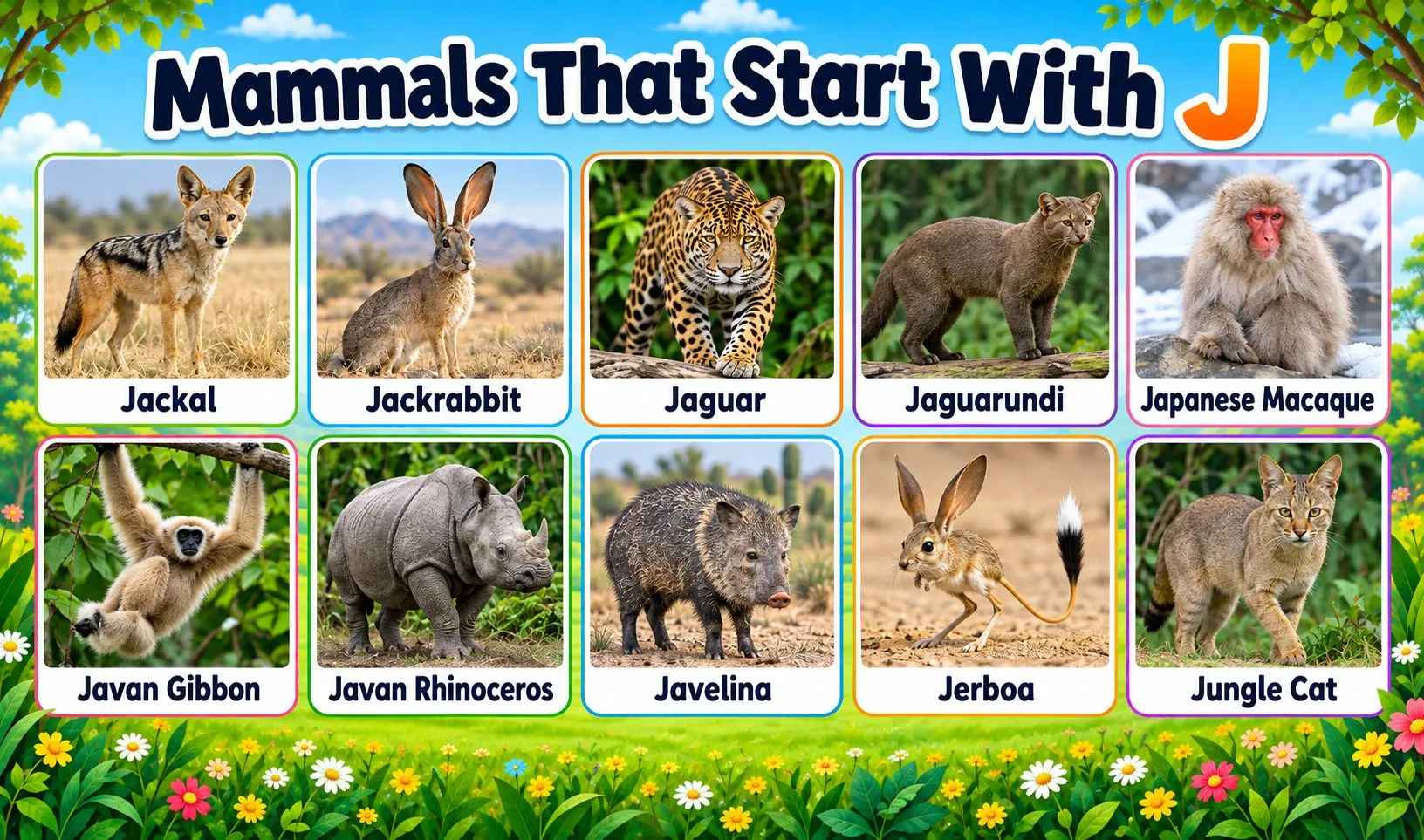 mammals that begin with j