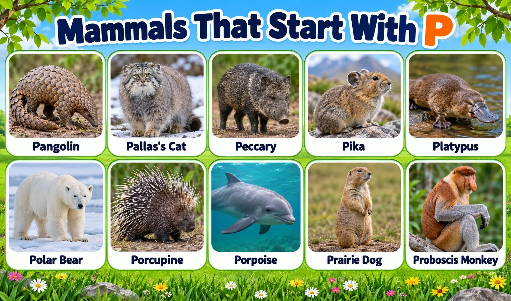 mammals that begin with p