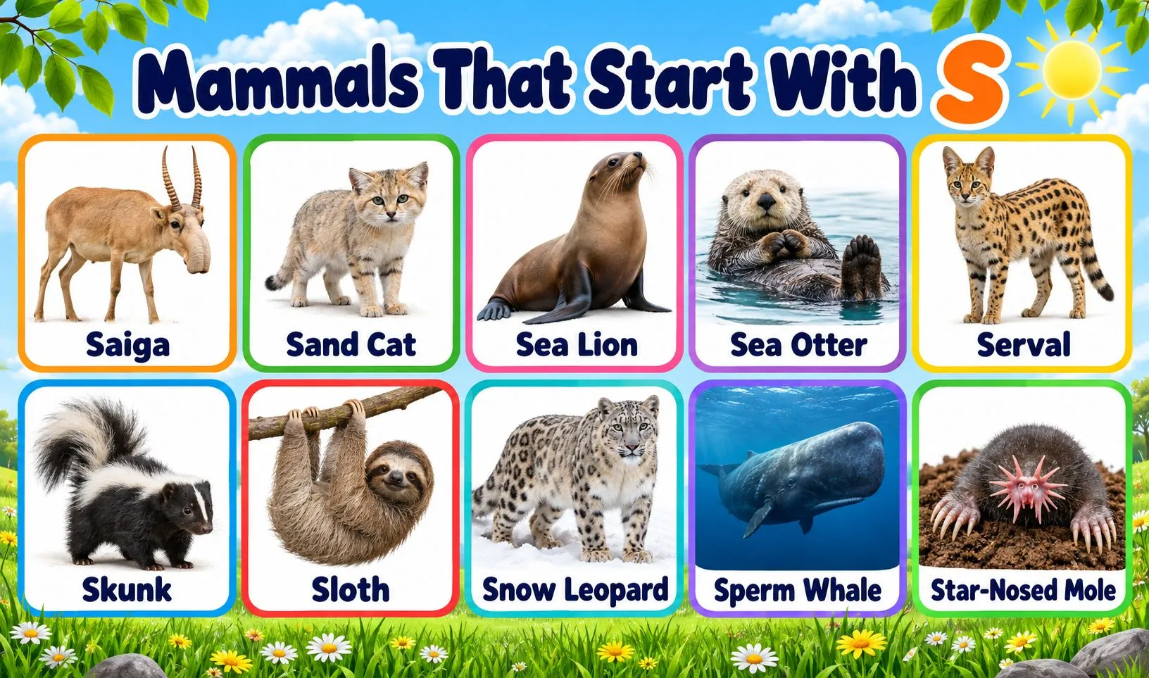 mammals that begin with s