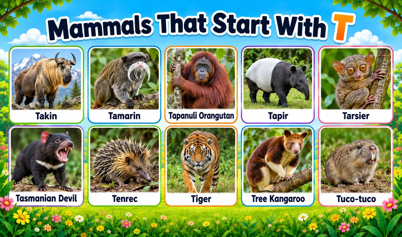 mammals that begin with t