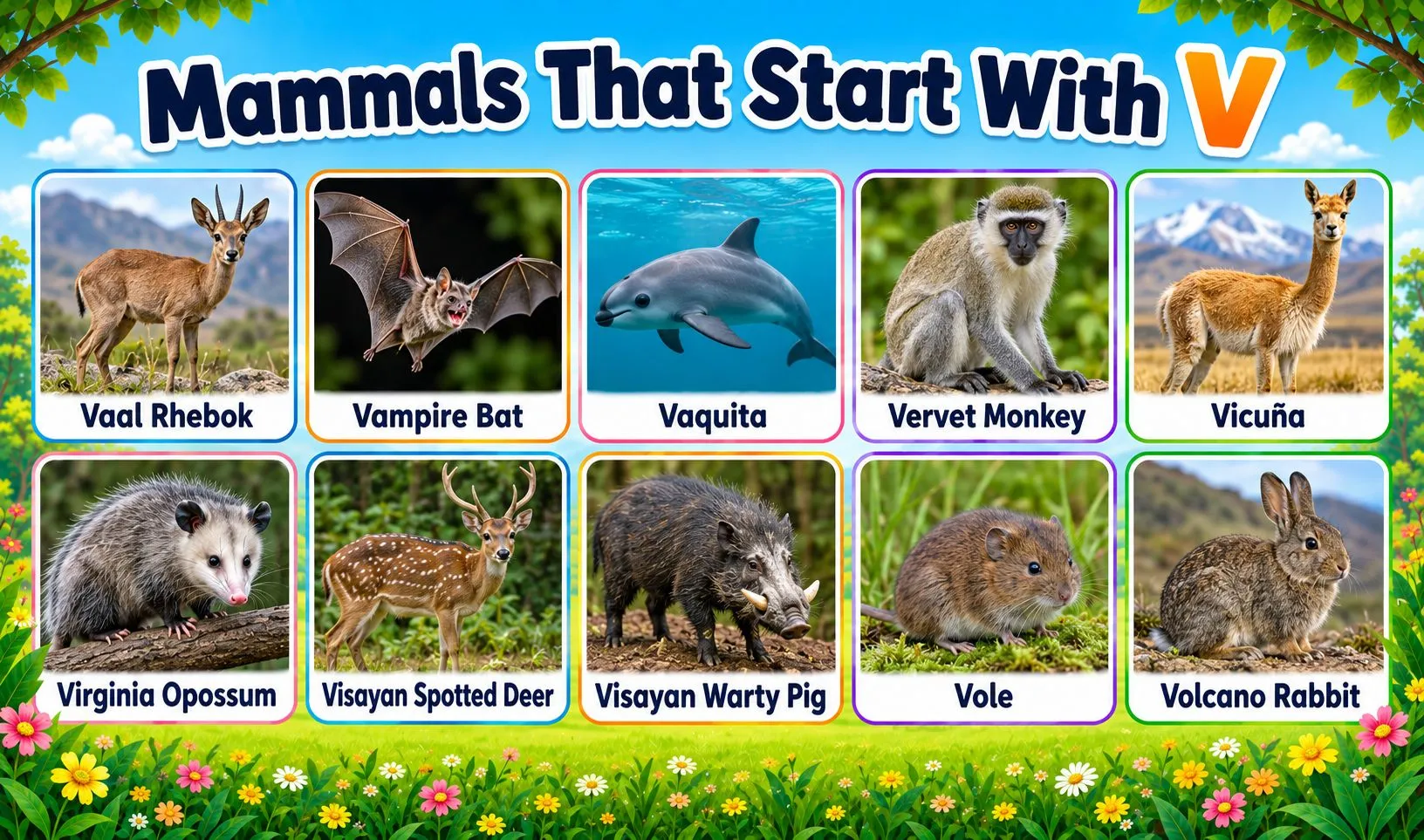 mammals that begin with v