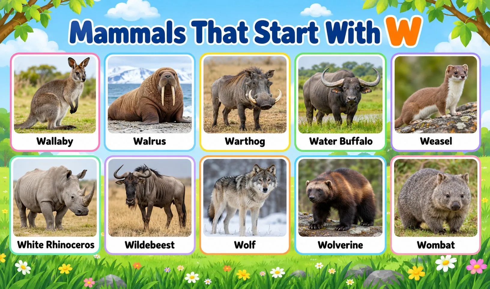 mammals that begin with w